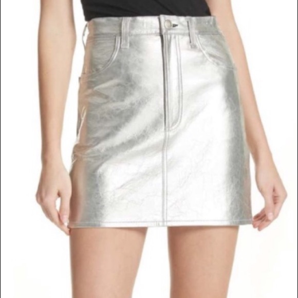 Rag & Bone Moss Leather Skirt in Metallic Silver - Picture 10 of 16